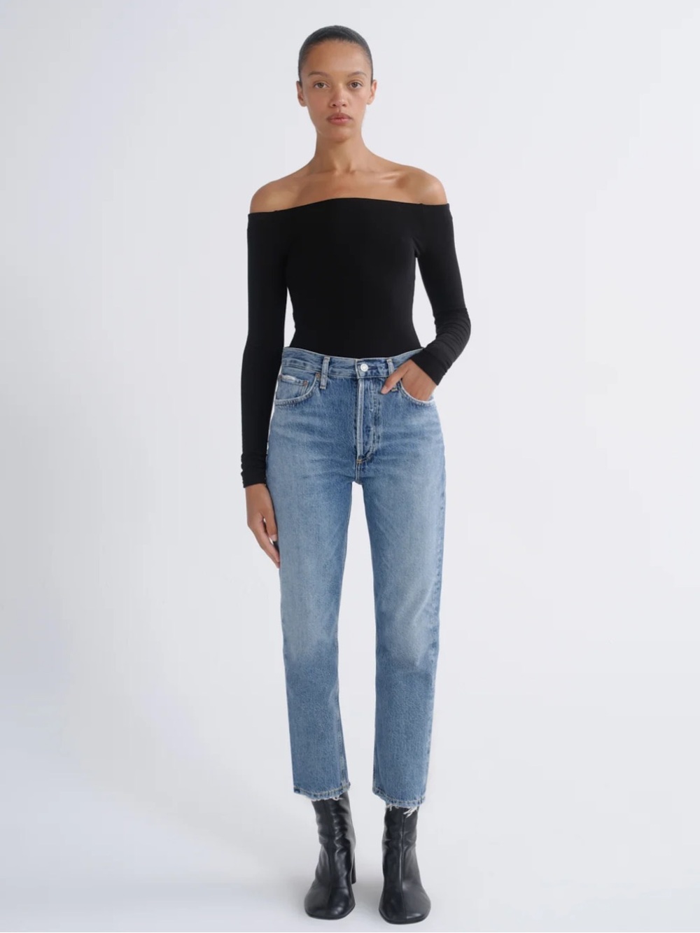 Agolde Riley high rise straight crop jean